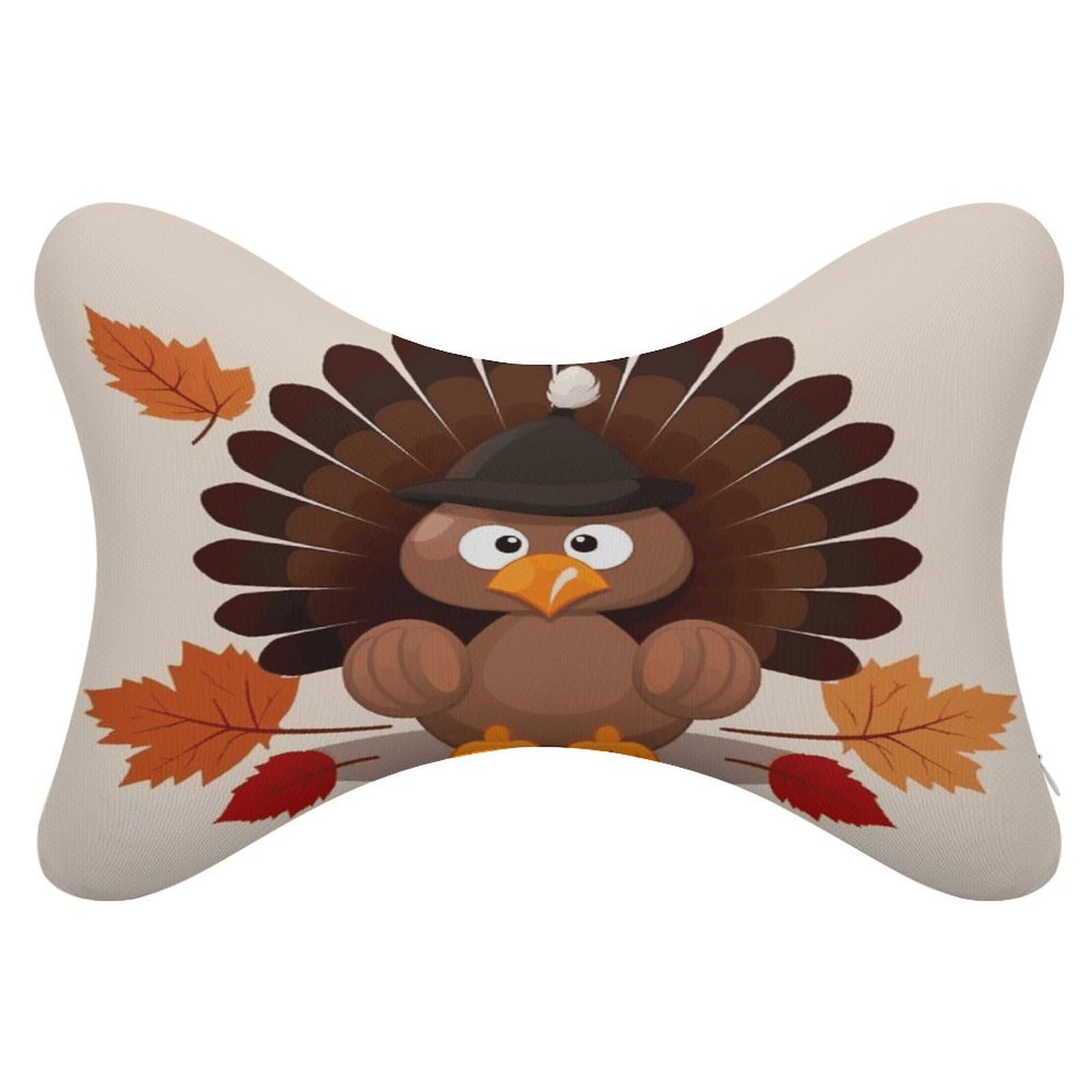 VstaDank Maple Leaf Dark Brown Turkey Car Neck Pillows 2 Pack Removable Ergonomic Cervical Support Pillow Fashion Cozy Bone Shaped Pillows Soft Car Headrest Pillow for Office Airplane Most Car