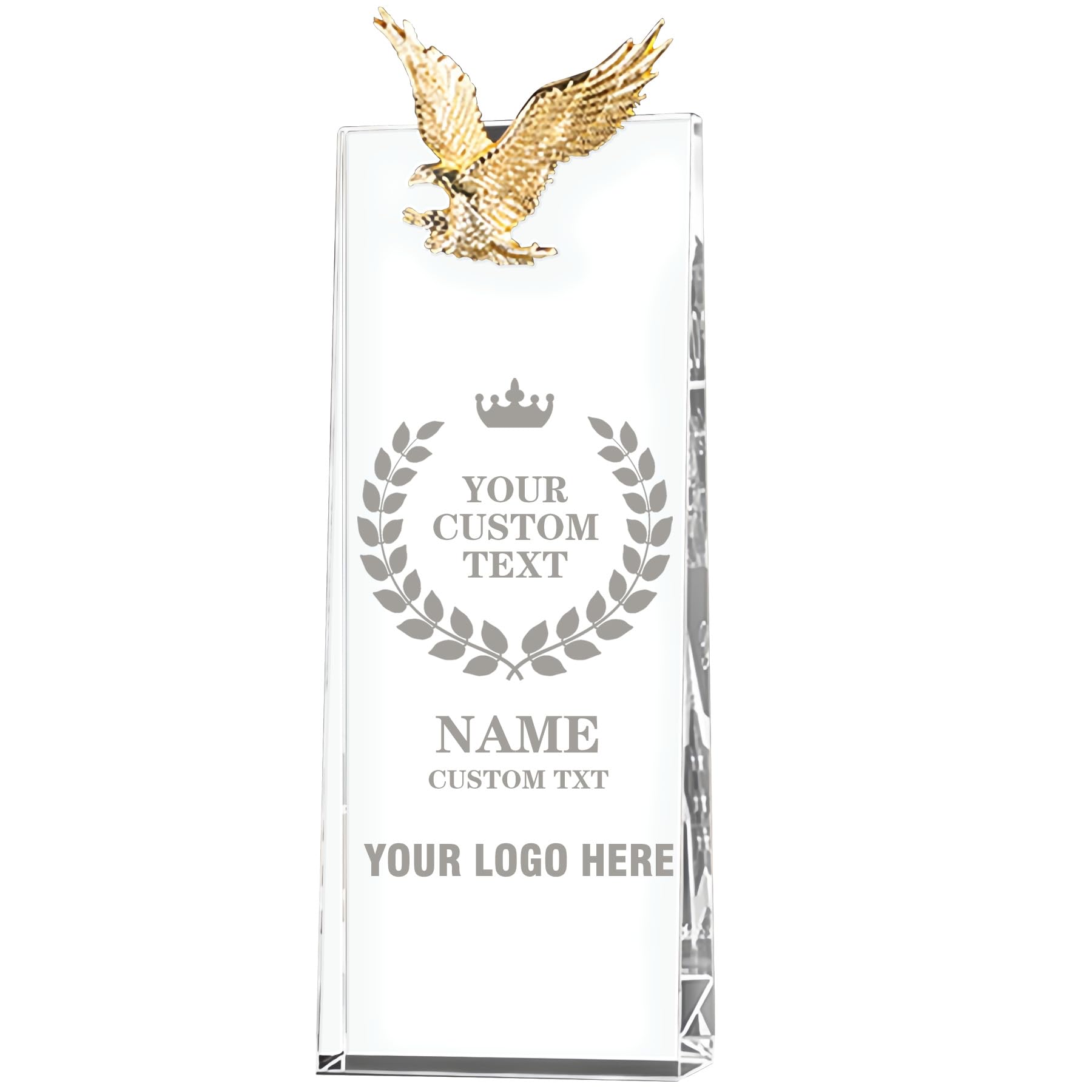 Personalised Glass Trophy Award Custom Engraved with Text and Logo Customised Glass Plaque for Employee of the Year Custom Events Recognition Retirement