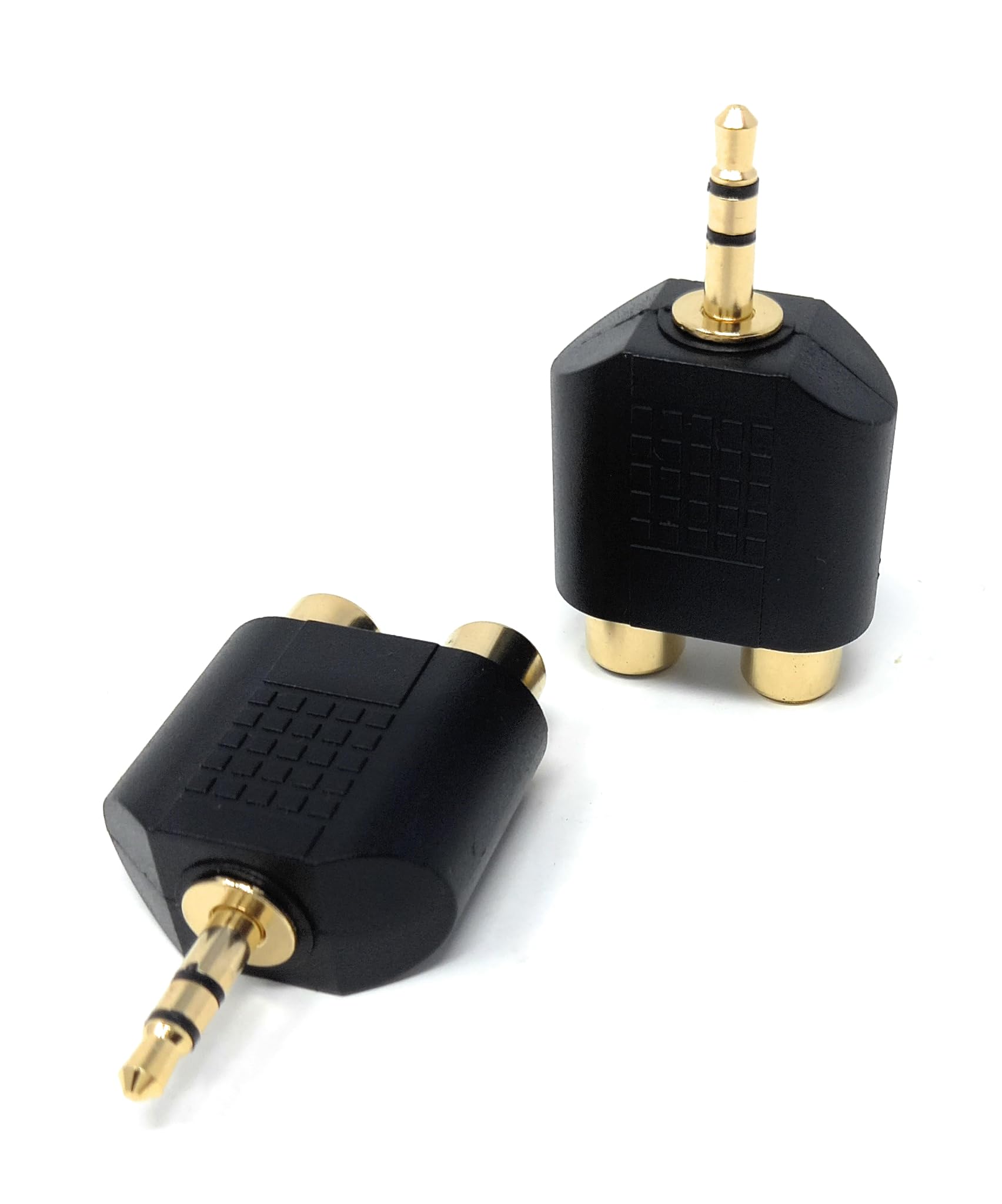 DRUT 2Pcs. 3.5mm Stereo Jack Plug to Twin RCA Phono Mono Splitter or Combiner Audio Adapter (Gold Black) - Image 4