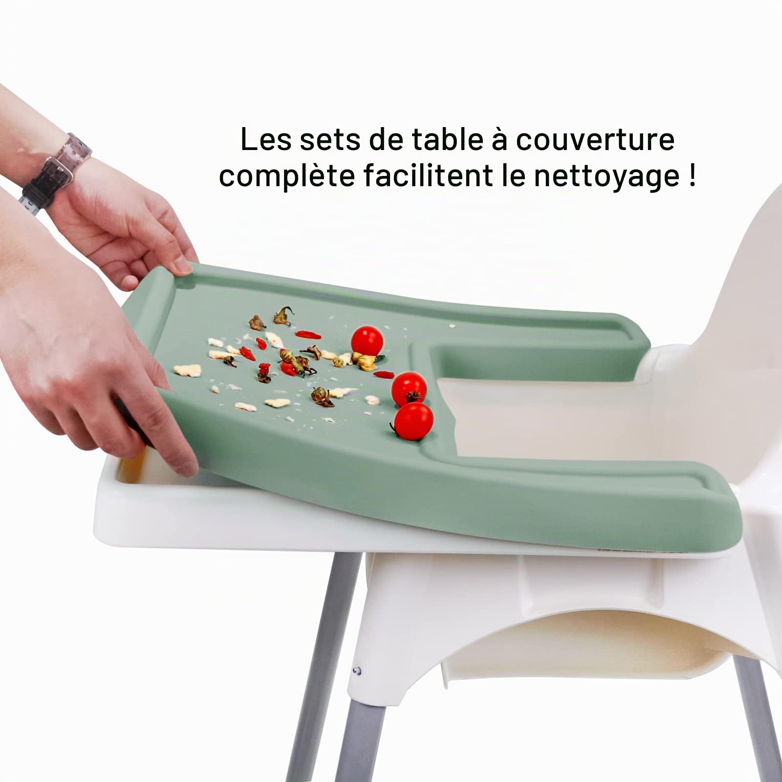 Set de table pour chaise haute, durable pour set de table Ikea, coussin de chaise de salle à manger, tout compris, convient pour Ikea Antilop Highchai, pour jeunes enfants et bébés (vert)