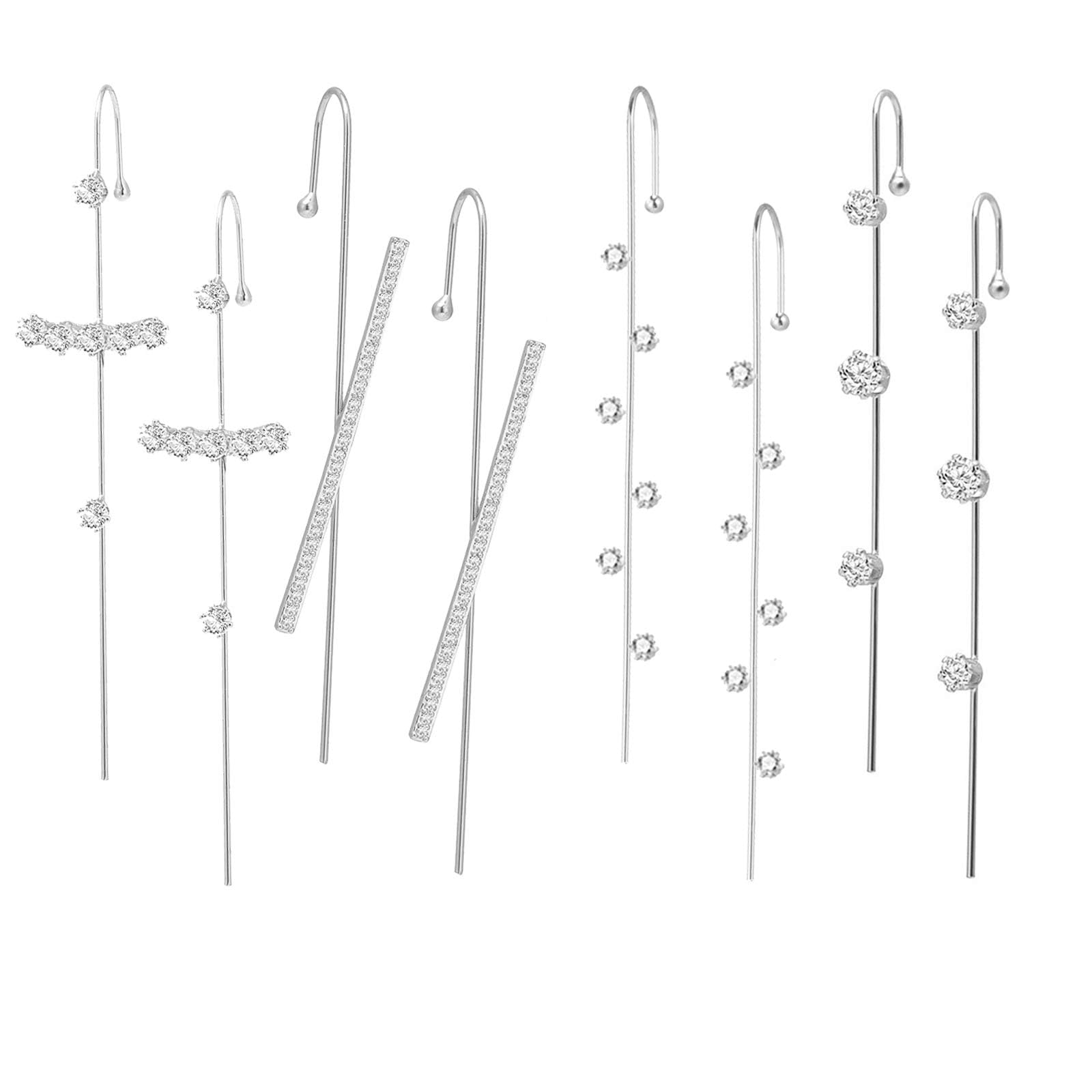 Ear Cuff Crawler Earrings for Women Helix Hook Earrings Wrap Snowflake Rhinestone Lightning Bolt Piercing Jewelry Trendy