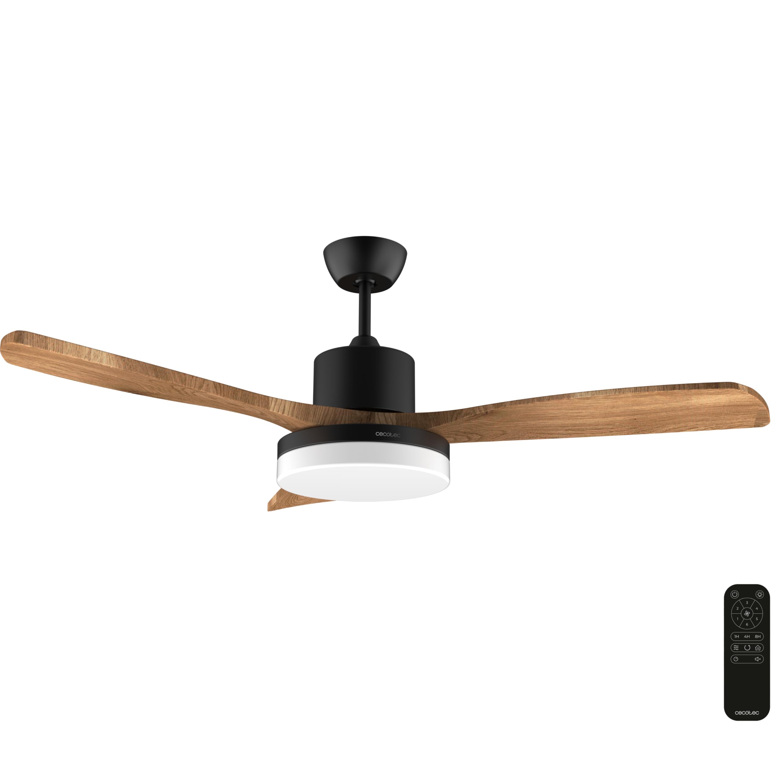 Cecotec Ventilador de Techo con Luz EnergySilence Aero 520 Willow. 30W, Motor DC, Diámetro 52” (132cm), 3 Aspas, 3 Tonos LED, Mando a Distancia, Temporizador y 6 Velocidades, Modo Winter-Summer | Fernbedienung, 6 Geschwindigkeitsstufen, Sommer-/Winterfunk