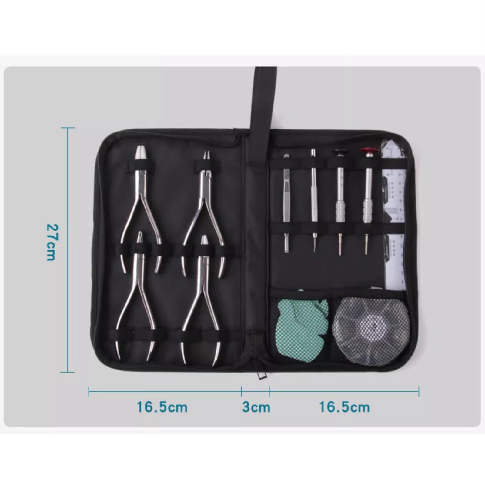 Kit de reparación de gafas con 8 herramientas de marco de gafas sin montura, 4 alicates para gafas, 4 bolsas de almacenamiento para destornilladores, ideal para reparación de relojes y teléfonos