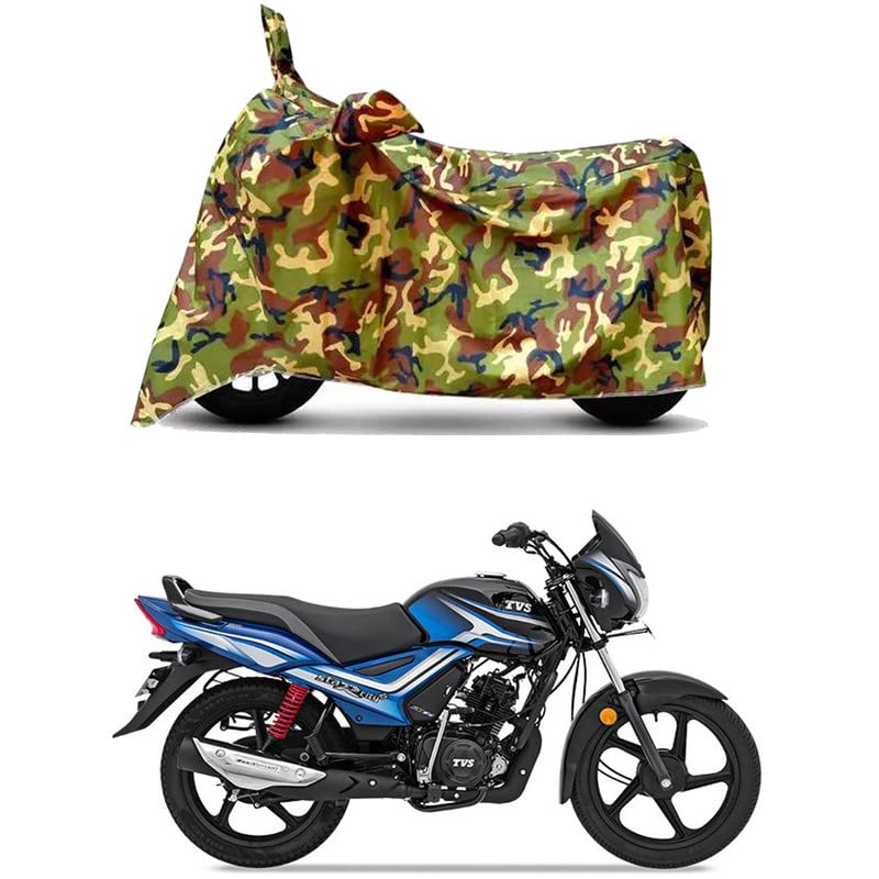 Image of Waterproof 100% PVC Coated Bike Scooty Two Wheeler Body Cover Compatible For TVS Star City Plus ES Drum /UV-Rays /Heat Protection /Birds Dropping /Scratchproof /Dust proof /All [6X6 Jungle Print]