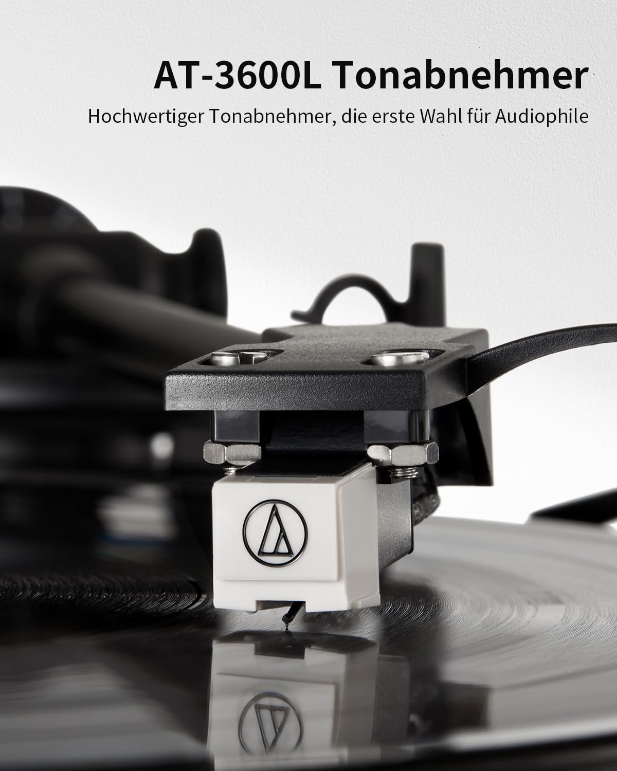 ANGELS HORN Plattenspieler mit Lautsprechern, Bluetooth Schallplattenspieler, integriertem Phono-Vorverstärker 33/45 U/min und AT-3600L-Tonabnehmern Zwei-Gang-Riemenantrieb