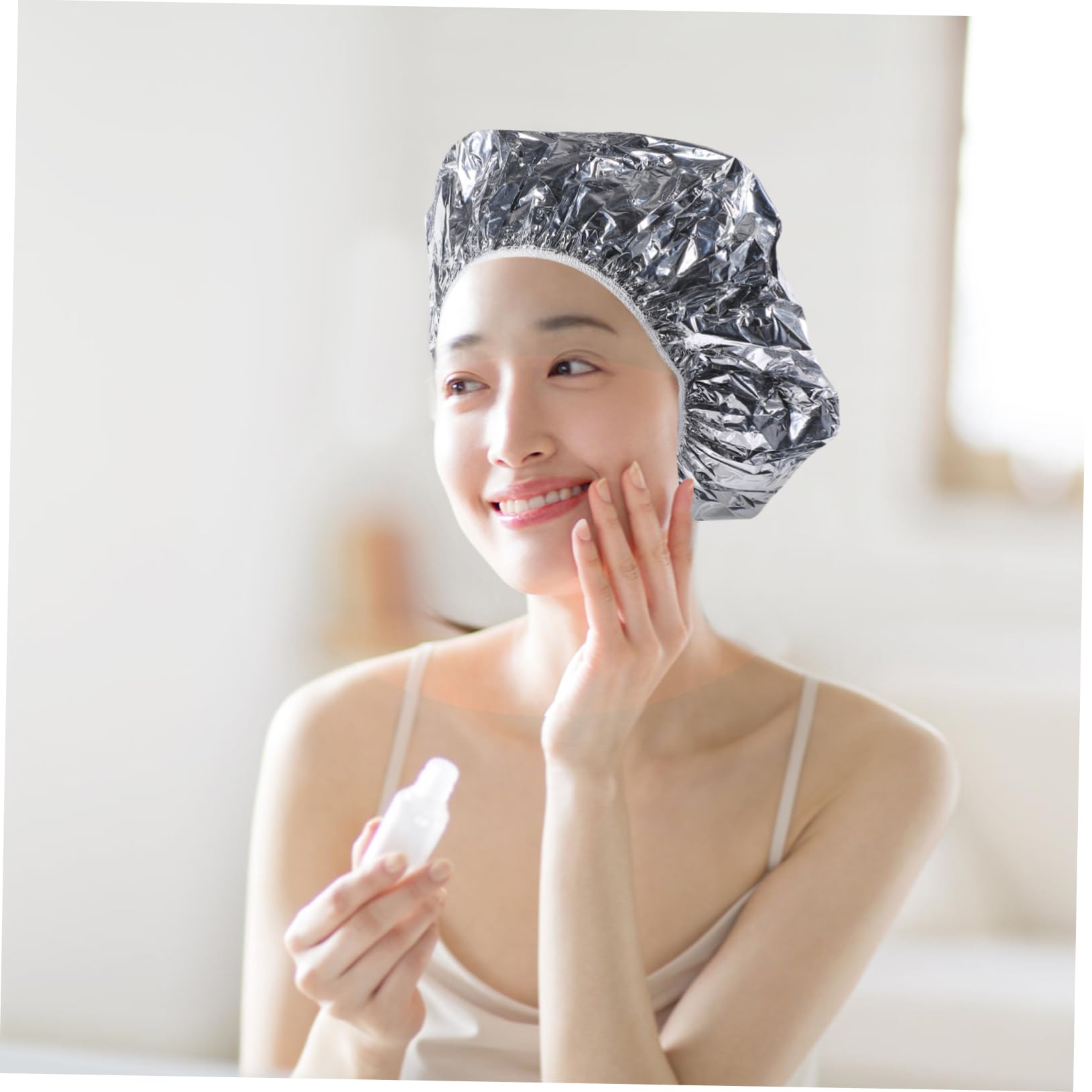 Ipetboom 2sets Tin Foil Hair Dyeing Cap Heat Insulation Bonnet Hairdressing Cap for Salon Use Deep Conditioning 6pcs*2