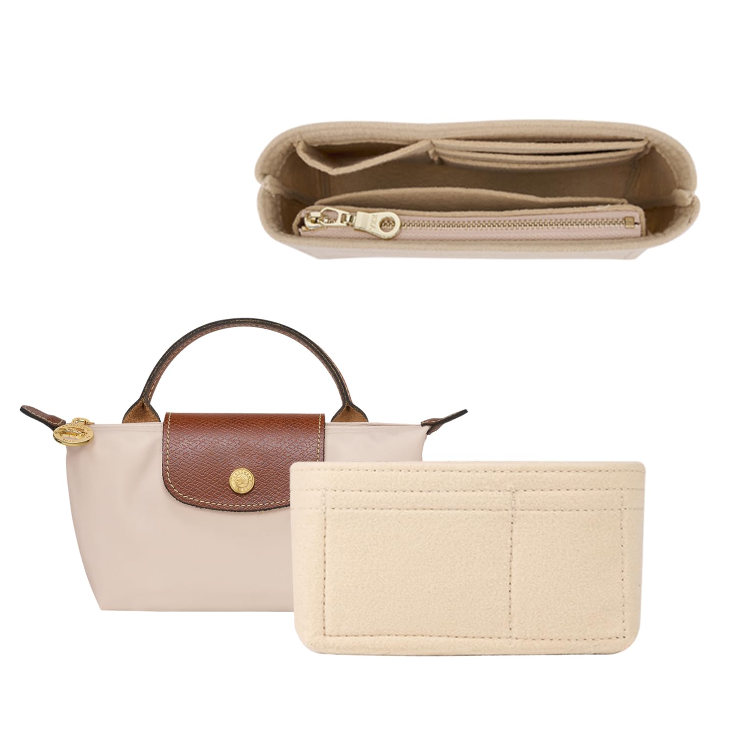 Bag Organizer Insert for Tote Bag, Felt Purse Organizer Handbag Backpack Compatible with Longchamp, Le Pliage, LV, Coach