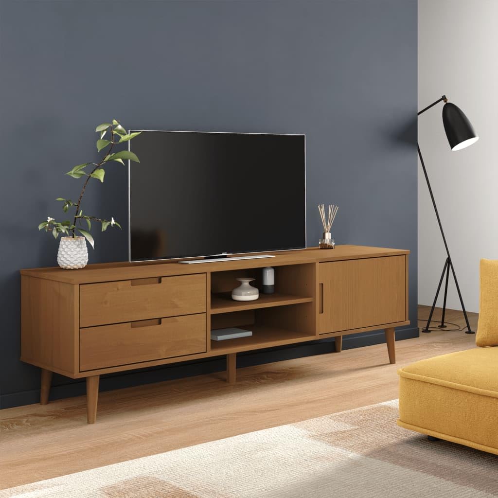 vidaXL Meuble TV MOLDE Marron 158x40x49 cm Bois de pin Massif