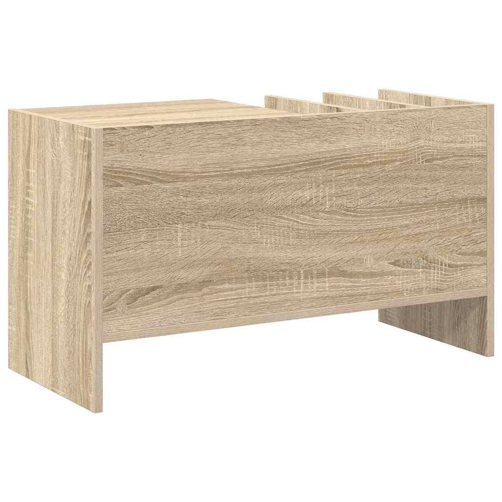 Armadietto per vinili con scaffale, in rovere Sonoma, 78,5 x 35 x 45 cm, cassettiera con 6 scomparti, per soggiorno, dischi in vinile, Hi-Fi, scaffale per CD, DVD, credenza