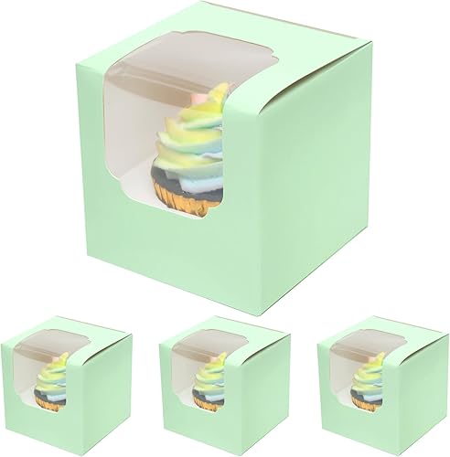 Miniatura 7 de qiqee Cajas de magdalenas negras individuales para cupcakes, 100 unidades, 3.5 x 3.5 x 3.5 pulgadas, cajas individuales para cupcakes (100 cajas +