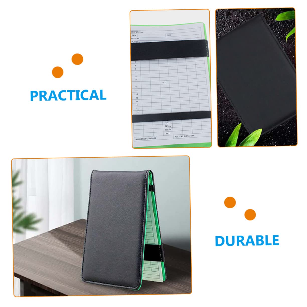 5 Pièces Livre de Score de Golf Accessoire Golf Accessoires Golf Cahier d'enregistrement de Score carnet de Notes Portable Le Golf Protecteur partition Fiche d'évaluation PU