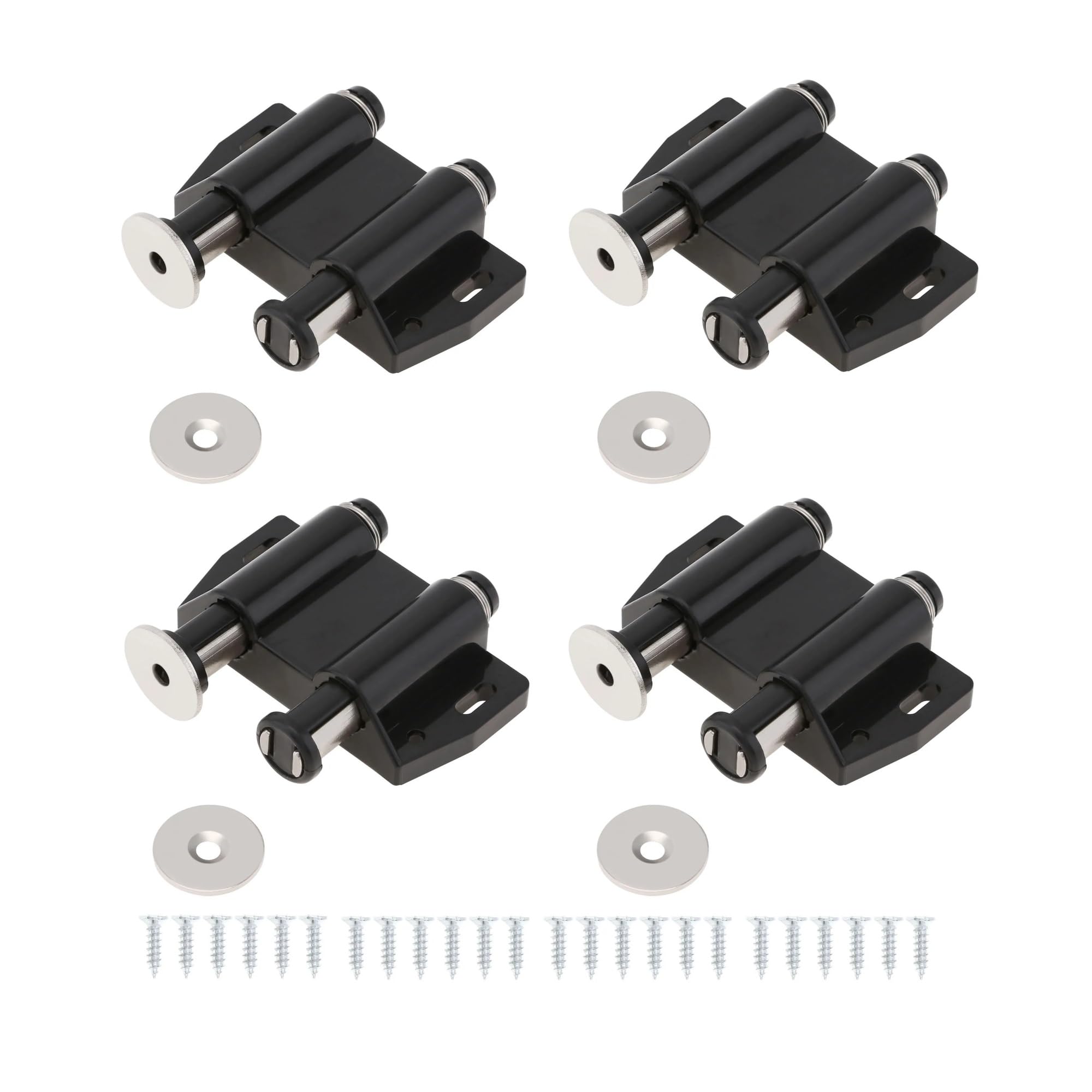 ZONSHJDKR Magnetic Latches 4pcs Pressed Double Round Head Catch Touch Latch for Cabinet Closet Cupboard Release Opener Door Magnets
