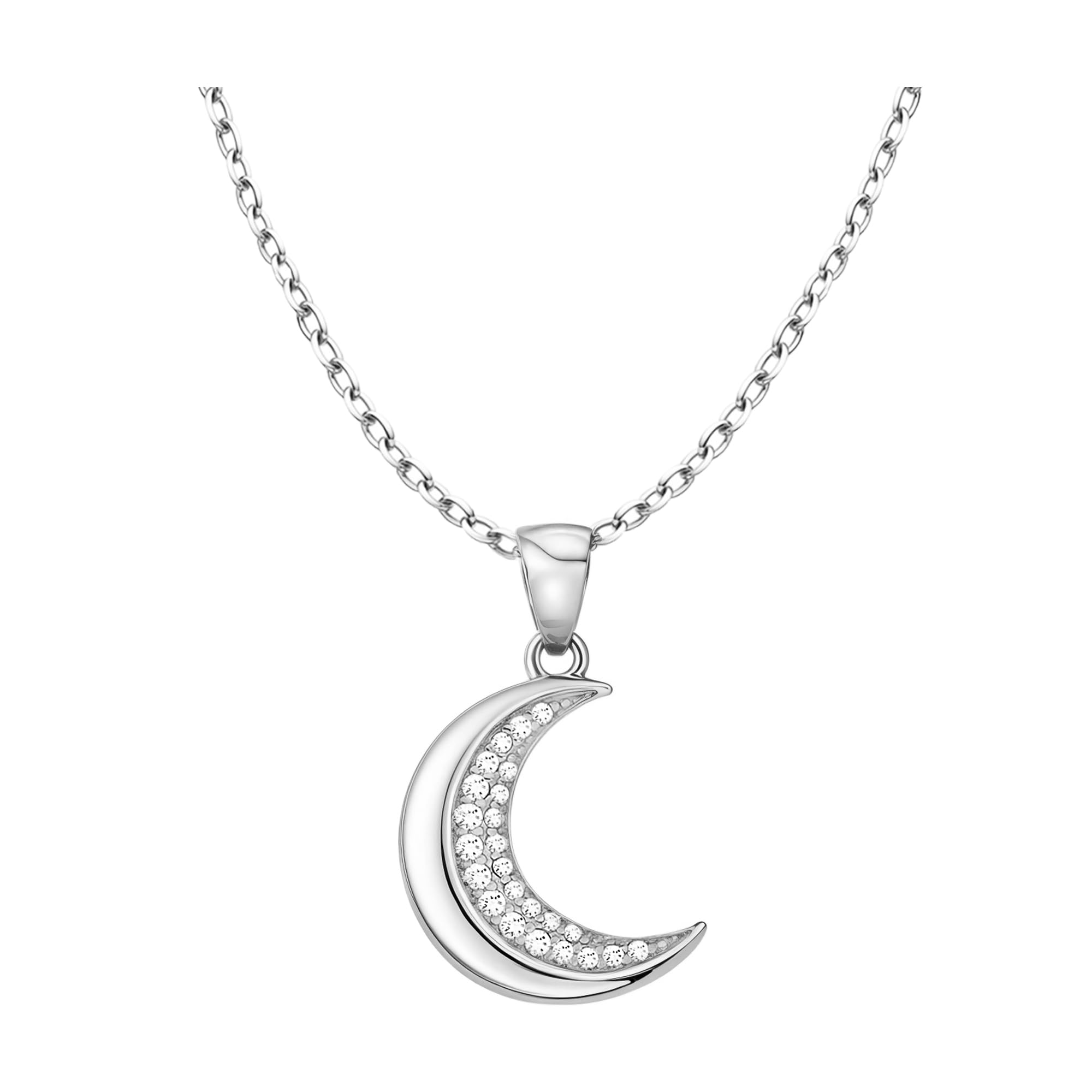 Sofia Milani - Collana da Donna in Argento 925 - con Pietra Zircone - Ciondolo a Luna