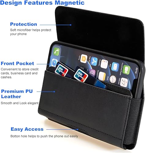 Miniatura 2 de YHENCY - Funda de piel sintética para Samsung Galaxy S24 Ultra S23 Ultra S21 Ultra Note20 Ultra, A14 A13 A04e, Moto G Stylus 5G  G Power (2023 2022)