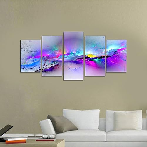 Miniatura 7 de Wieco Art Changing Colors Giclee Canvas Prints 5 panels Modern Artwork Landscape Pictures to Photo Printed on Abstract Canvas Wall Art for Home