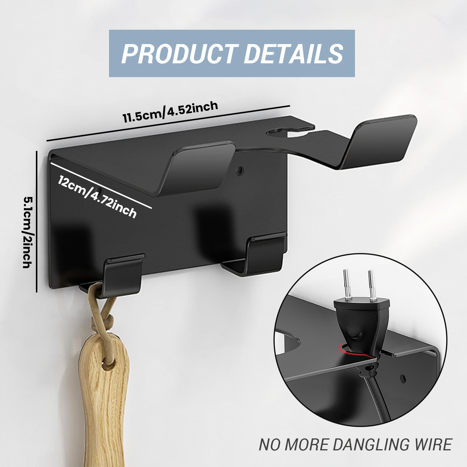 Hair Dryer Holder Wall Mount, Blow Dryer Holder Wall Mounted, New Upgrade Stainless Blow Dryer Holder - Image 4