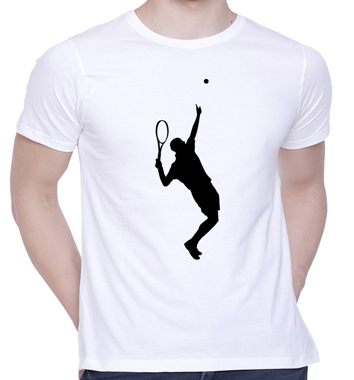 creativit Graphic Printed T-Shirt for Unisex Sports Tennis Tshirt Black Tshirt | Casual Half Sleeve Round Neck T-Shirt | 100% Cotton | D00826-10_White_XX-Large-picture-49