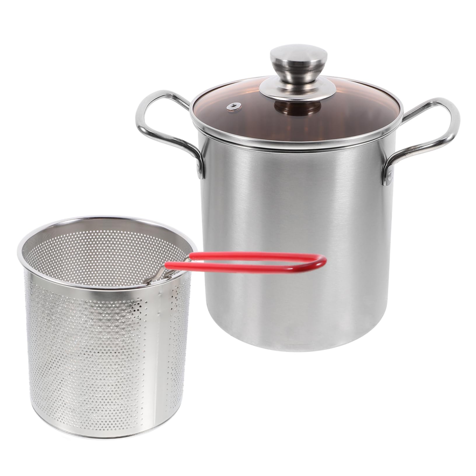 Garneck 1Set Deep Fryer with Fry Basket Ergonomic Cooking Pot for Easy Frying for Home Use and Housewarming