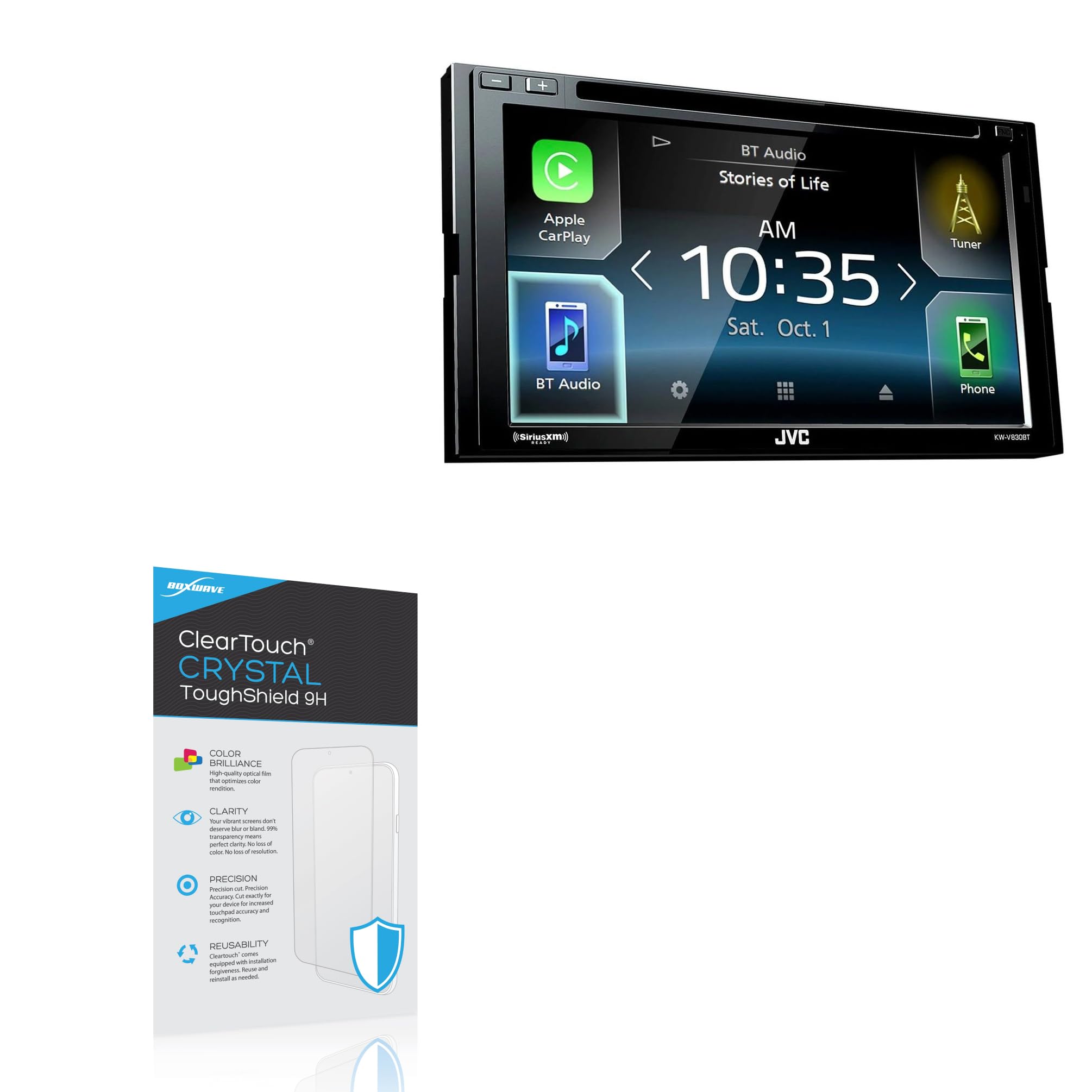 BoxWave Screen Protector Compatible with JVC KW-V830BT - ClearTouch Crystal ToughShield 9H (2-Pack), Clear 9H Tough Flexible Film Screen Protector