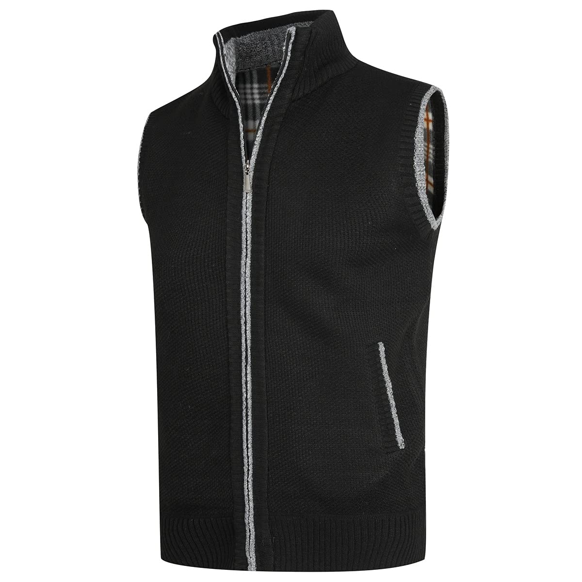 YOUTHUP Gilet da Uomo Senza Maniche Canotta Invernale in Maglia Foderata in Pile con Cerniera Spessa