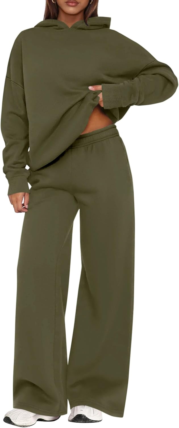 PRETTYGARDEN Womens Sweatsuits 2 Piece Set 2026 Casual Winter Long Sleeve Hoodie Loose Wide Leg Sweatpants Fall Tracksuit