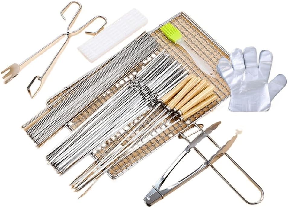 Grilled Fish Clip Stainless Steel Mesh Clip Barbecue Skewer Household Grill Net Set