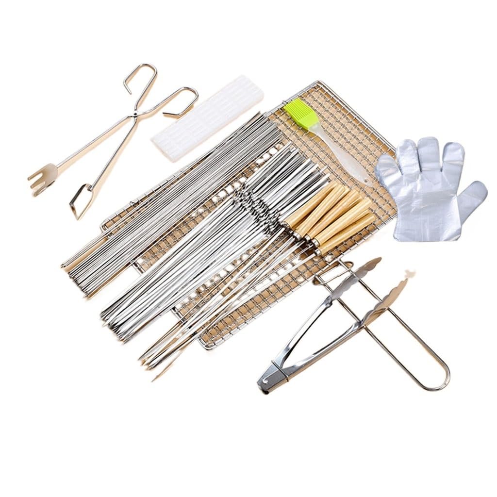 Brochette de barbecue et pince à poisson grillé en acier inoxydable JFDBGU