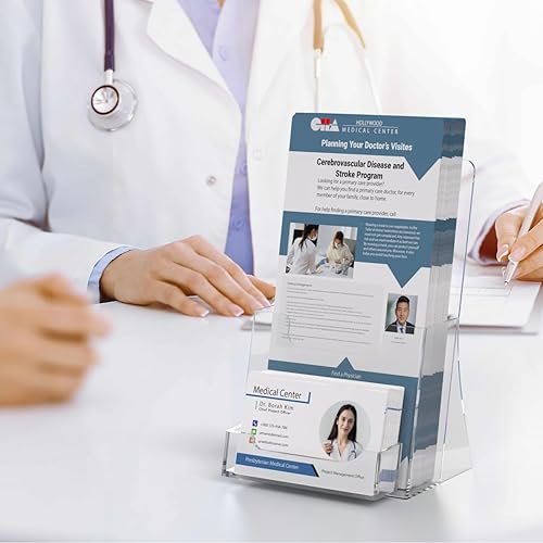 Miniatura 6 de Marketing Holders Paquete de 6 soportes de acrílico triple con bolsillo de 3.5 x 2 pulgadas con capacidad para literatura de 4.25 pulgadas, con