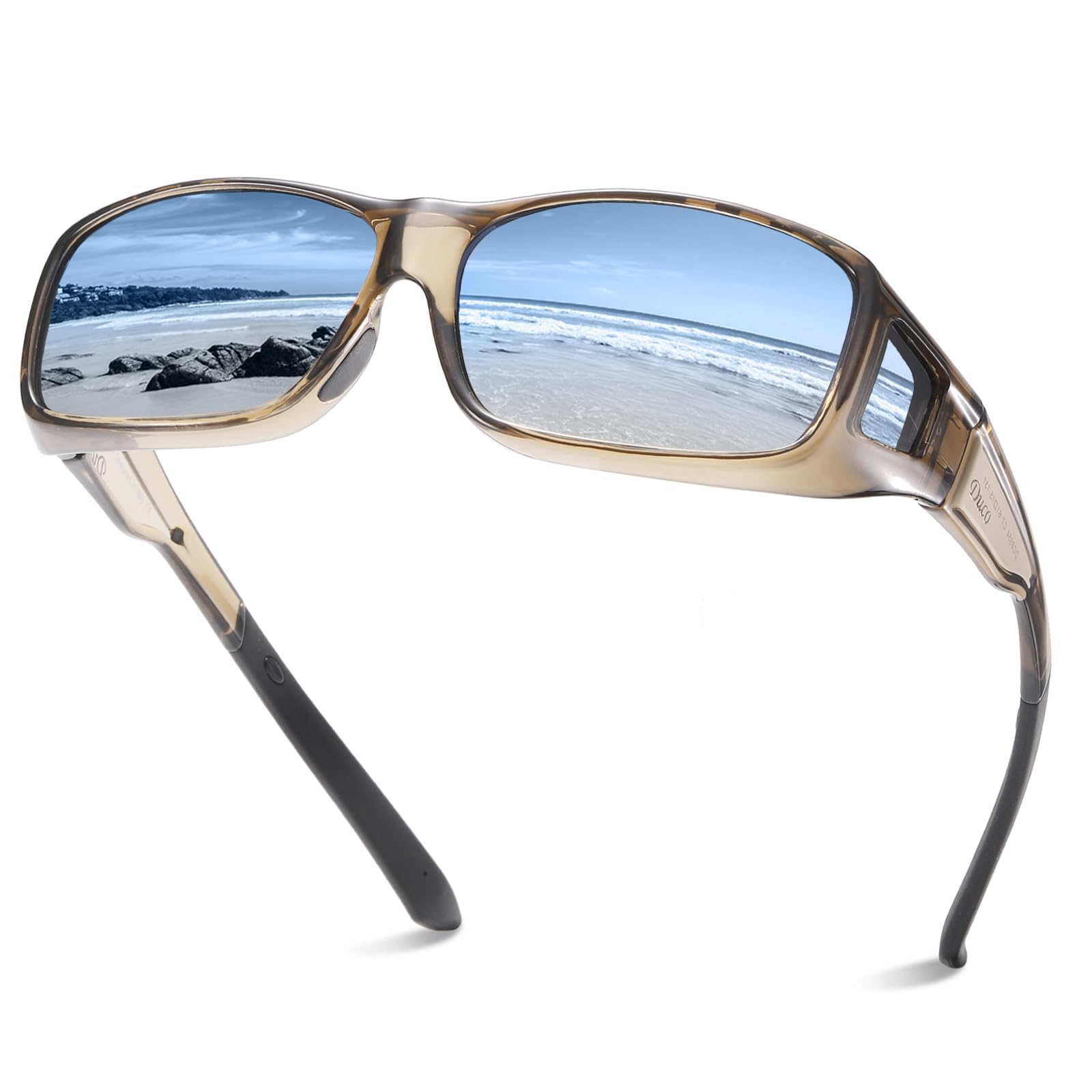 DUCO Herren und Damen Fit Over Sonnenbrille Polarisiert Unisex Brille UV400 Schutz Wrap Around Blendschutz Überbrille für Brillenträger Kleine Größe | Polarisiert Unisex Brille, UV400 Schutz, Blendschutz, Wrap Around Brille, Für Fahren Berg Klettern, Mittel &amp; Kleine Größe – Amazon Angebot