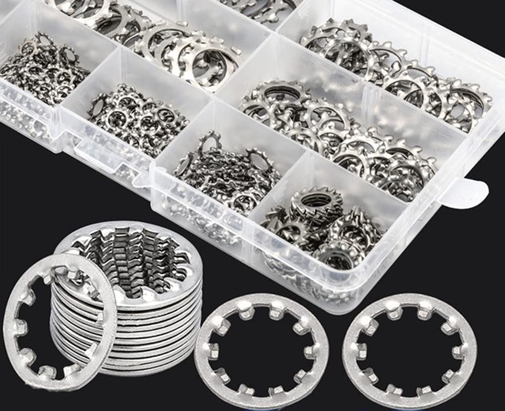 410PCS Serrated Internal Tooth WasherS Assortment Set 304 Stainless Steel Screws Kit