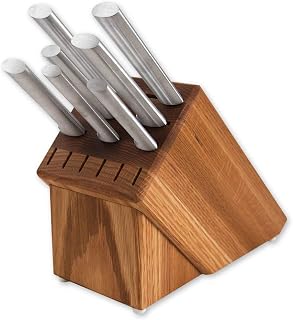 Rada Cutlery Essential Oak Block Set (S58), 8-Piece Block Knife Set, Stainless Steel Blades, Silver Handle