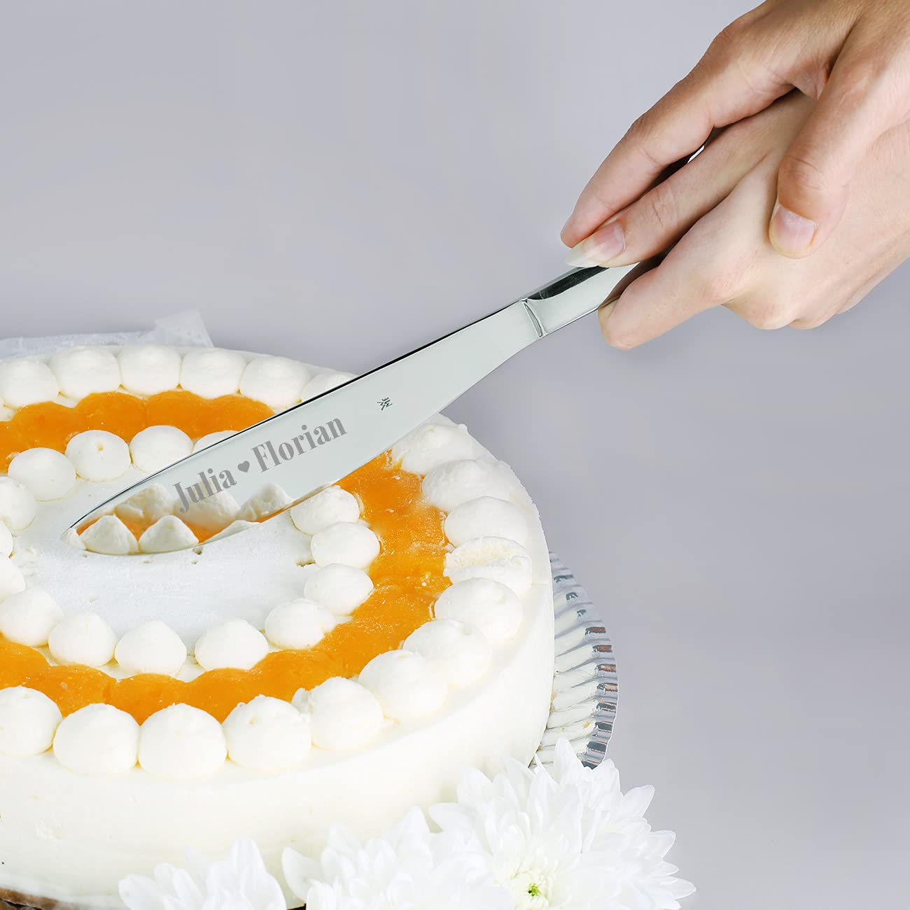 Herz & Heim® WMF Tortenheber und Tortenmesser zur Hochzeit mit Gravur Herz
