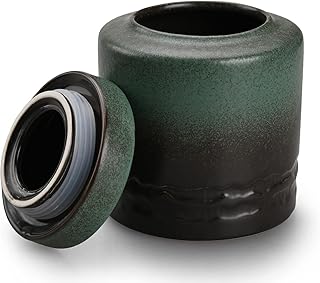 Amoysanli Food Storage Jar Ceramic Cylindrical Kitchen Canisters with Airtight Lid for Coffee, Tea, Herb, Sugar, Spice, Nuts (Vintage Green(large))