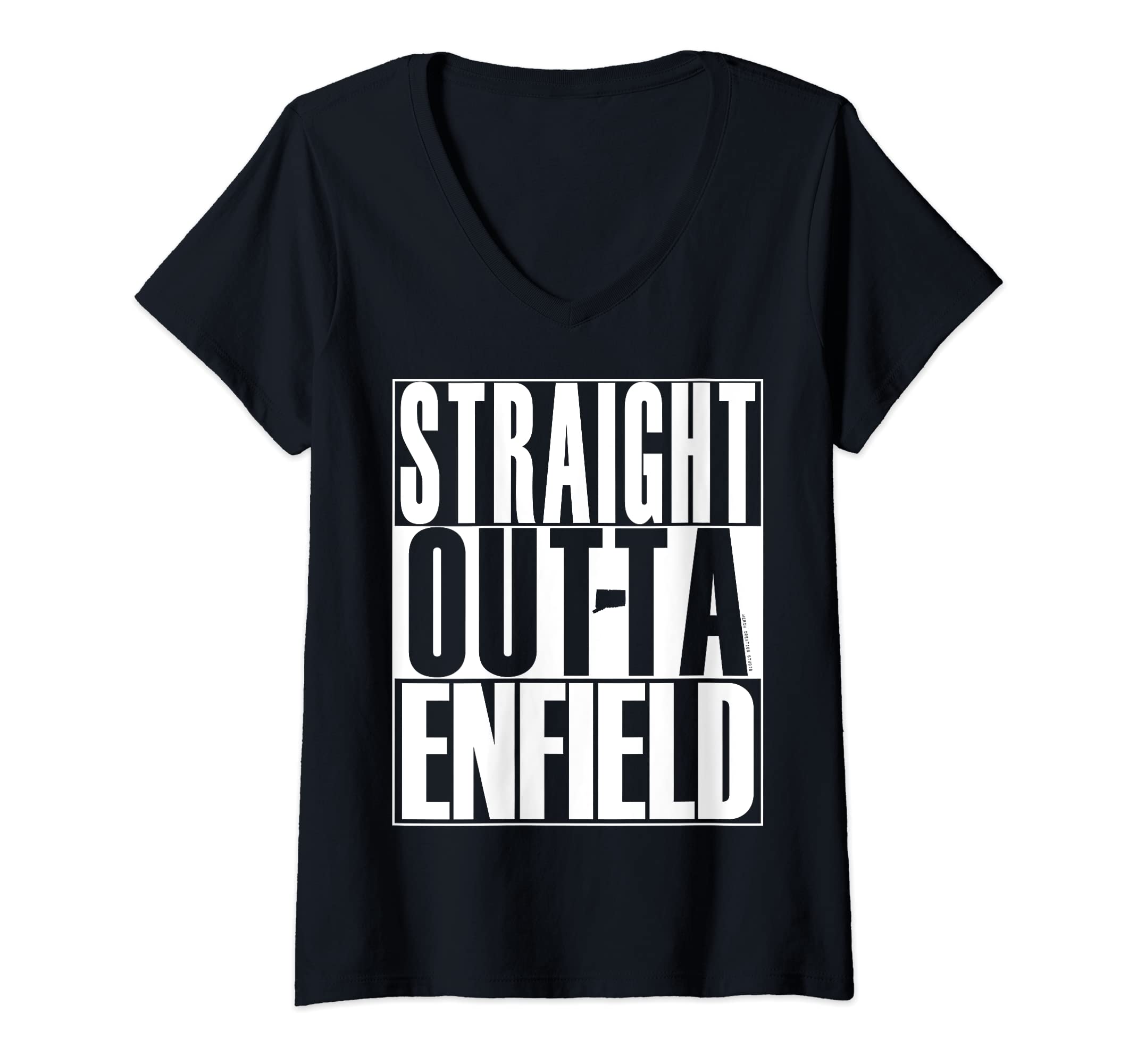 Straight Outta Connecticut by MCSWomens Straight Outta Enfield by Merch Creation Studio V-Neck T-Shirt