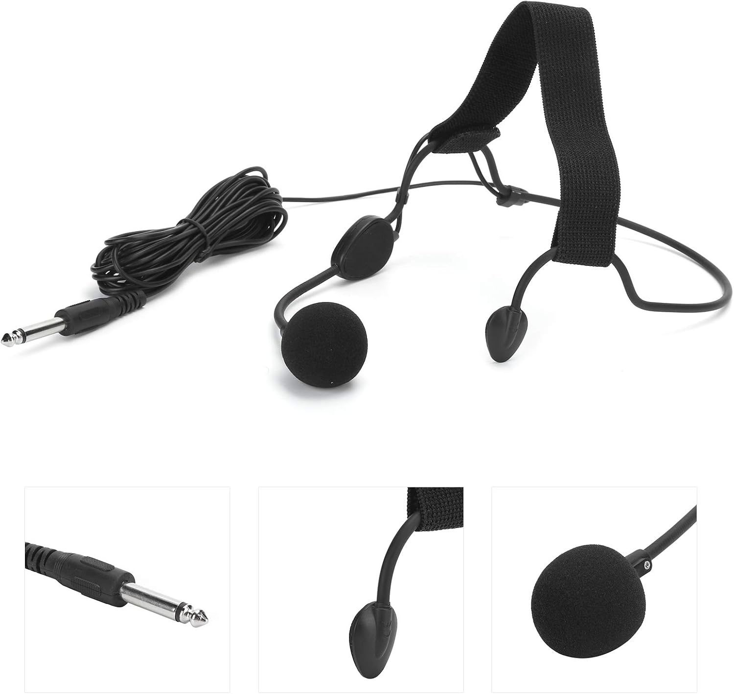 Dynamic Headset Microphone, 6.35MM Jack Headband Headset Microphone Earhook Microphone Portable High-Sensitivity Noise Reduction Dynamic for Singing Headphones