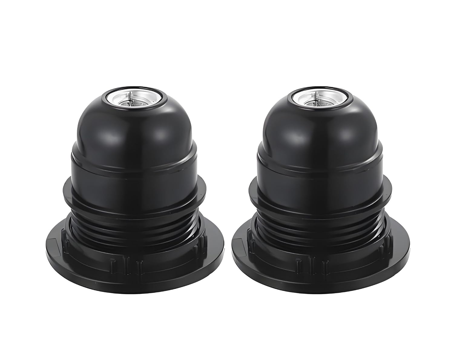2 Pack E27 Lamp Holder, Black Plastic Edison Screw Bulb Socket with ...