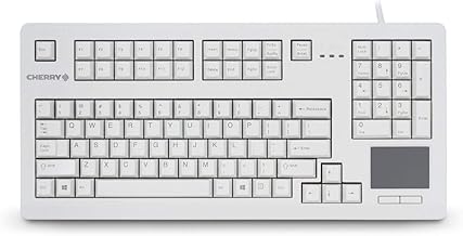 Compact QWERTY Mechanical USB Keyboard with Touchpad, TouchBoard 104 Keys, 16" Wide, Robust Build White G80-11900LUMEU-0