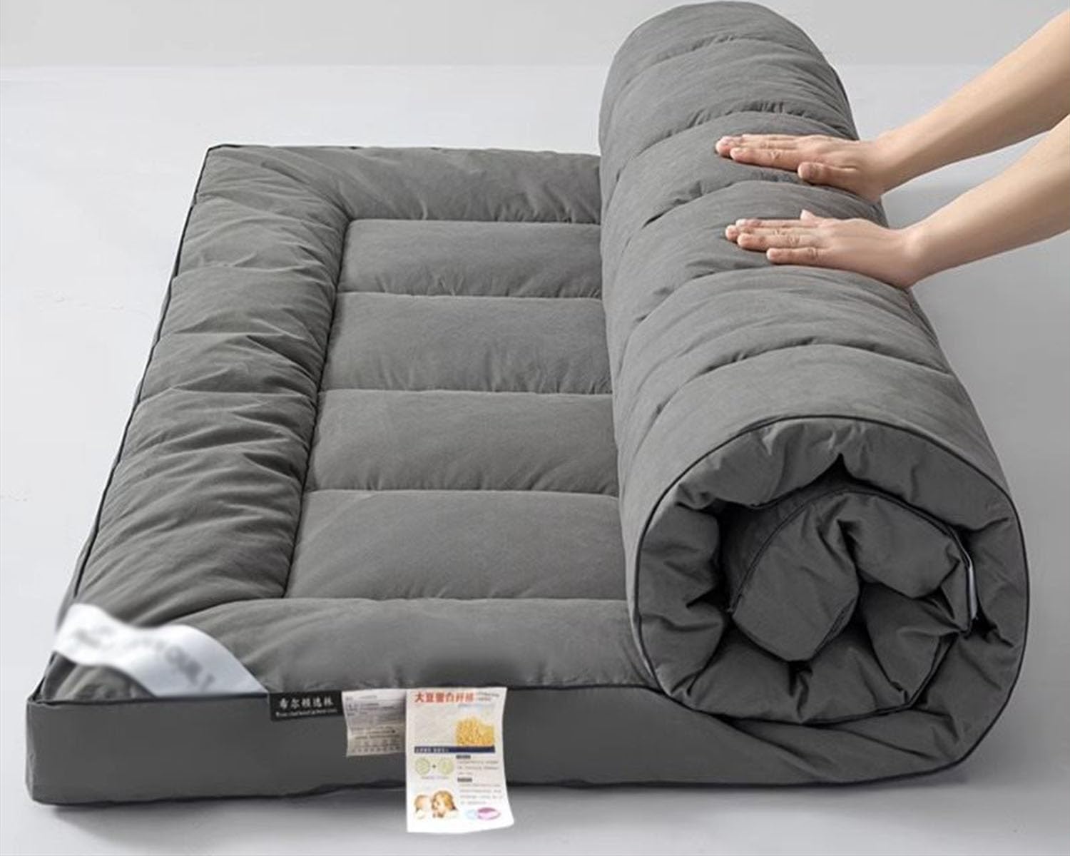 Nuovo Stile Futon Pavimenti Materassi Pieghevole Roll Up Futon Materasso Giapponese Tatami Spessore Antiscivolo E Traspirante o Dormitorio Casa Tappetino,Grigio,120x200cm