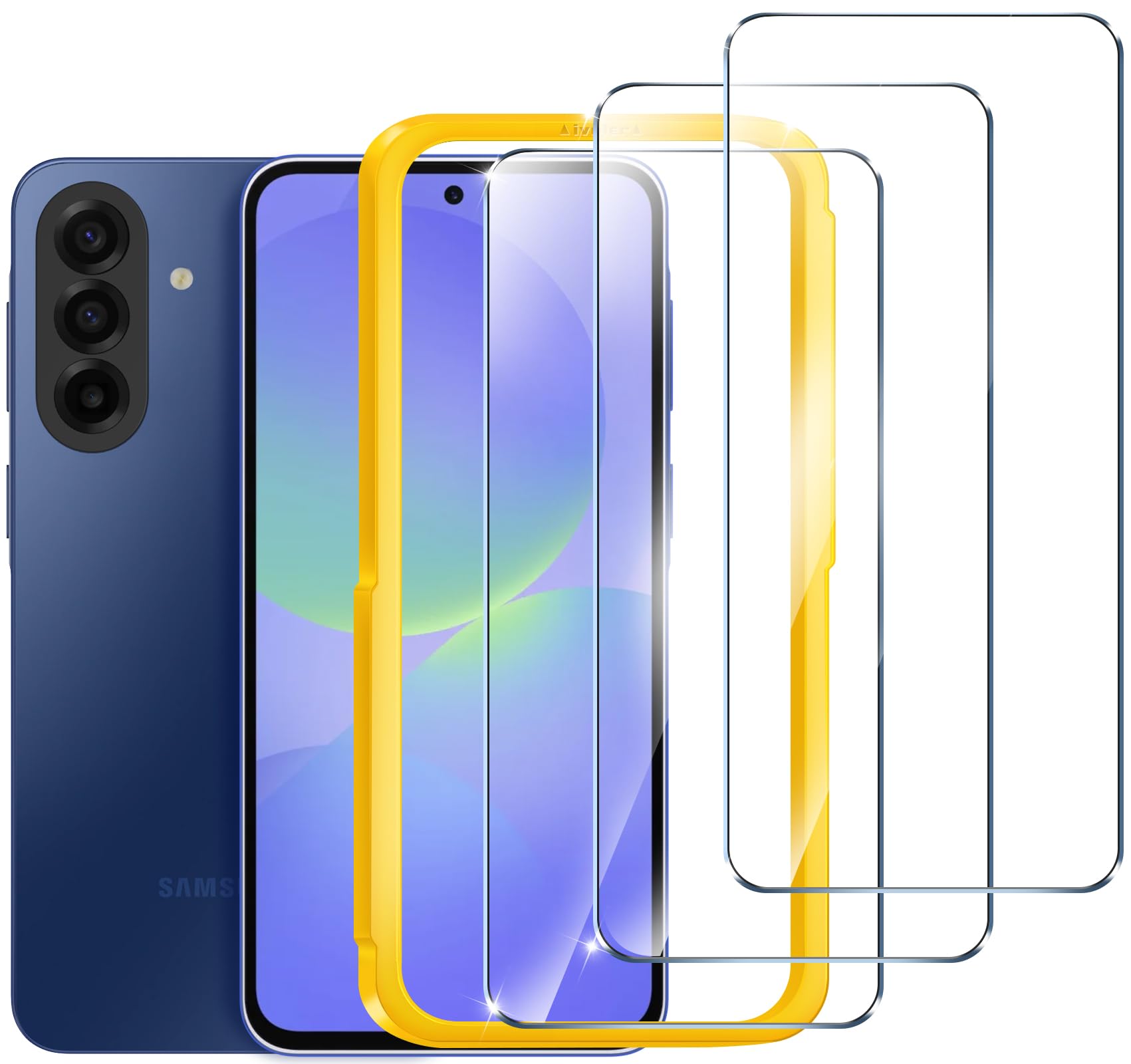 iVoler 3 Pieces Tempered Glass Film for Samsung Galaxy A57 5G with Installation Tools, Anti-Scratch Screen Protector, 9H Hardness, HD Transparent, Bubble Free