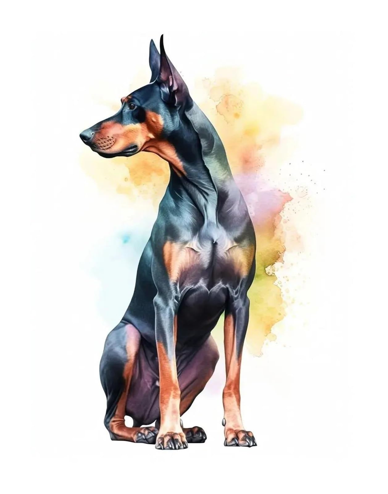 Tableau bouledogue français aquarelle 30x40cm pour décoration de salon