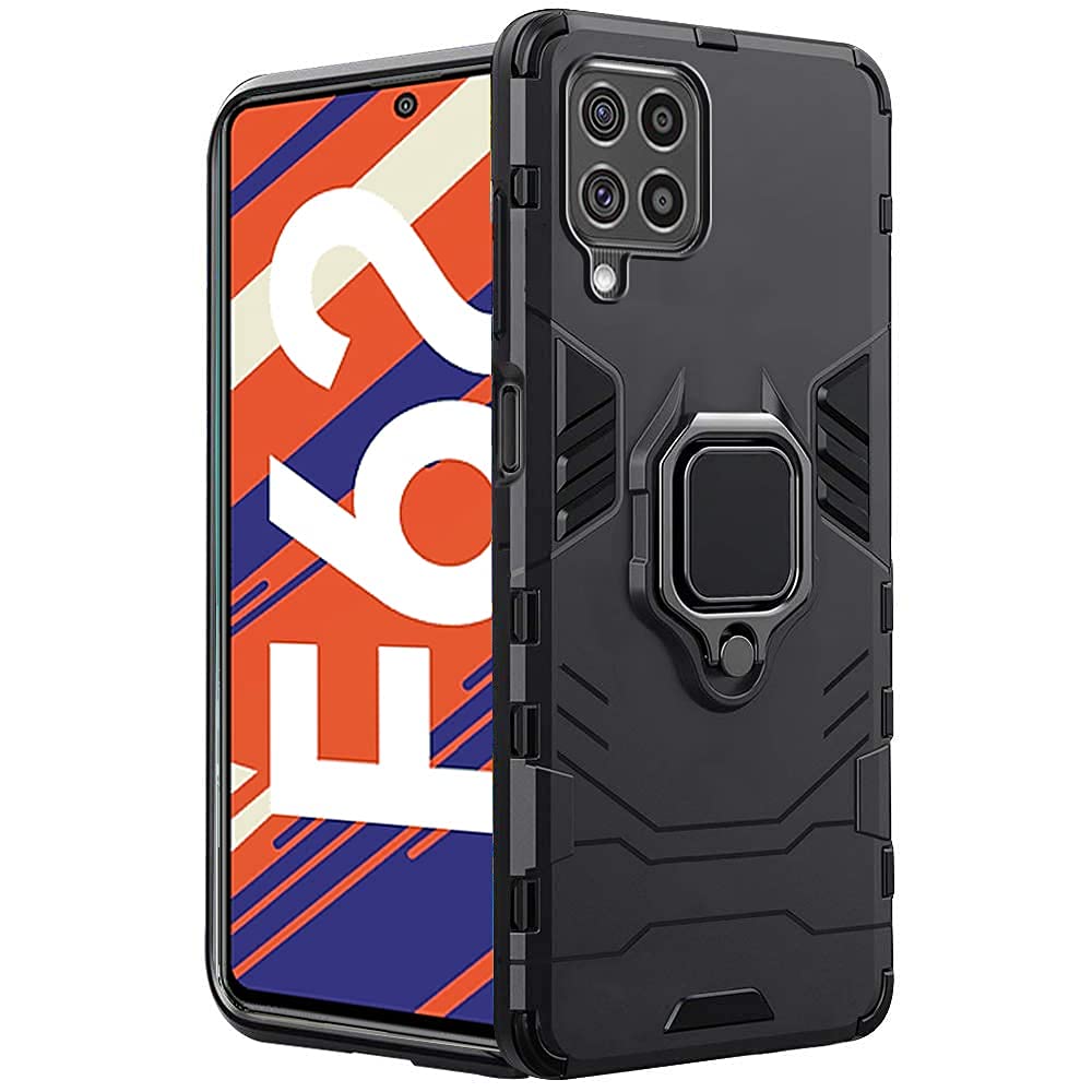 WOW Imagine Shock Proof Back Case Mobile Cover for Samsung Galaxy F62 (Armor | Hybrid PC + TPU | Full Protection with Ring Holder Kickstand | Carbon Black) (B0963CBP9P) Amazon Price History, Amazon Price Tracker