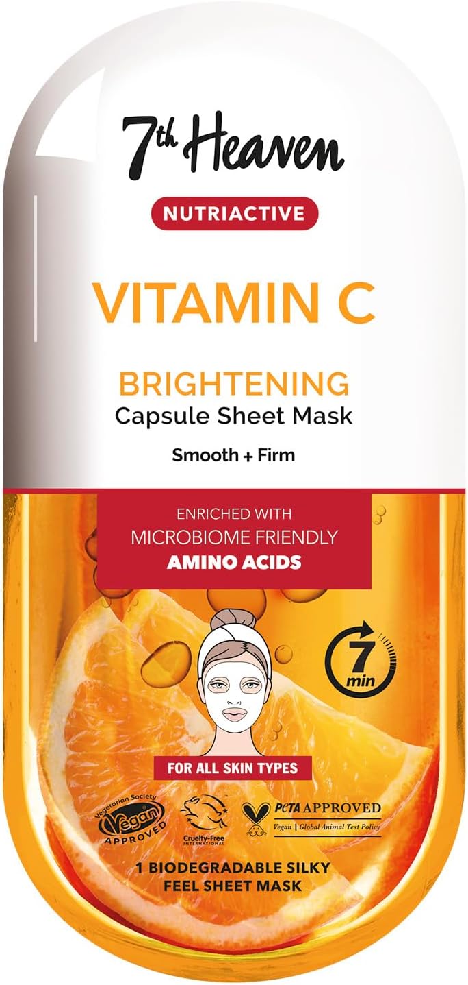 7th Heaven Vitamin C Nutriactive Brightening Sheet Mask Enriched with Amino Acids to Smooth and Firm Skin
