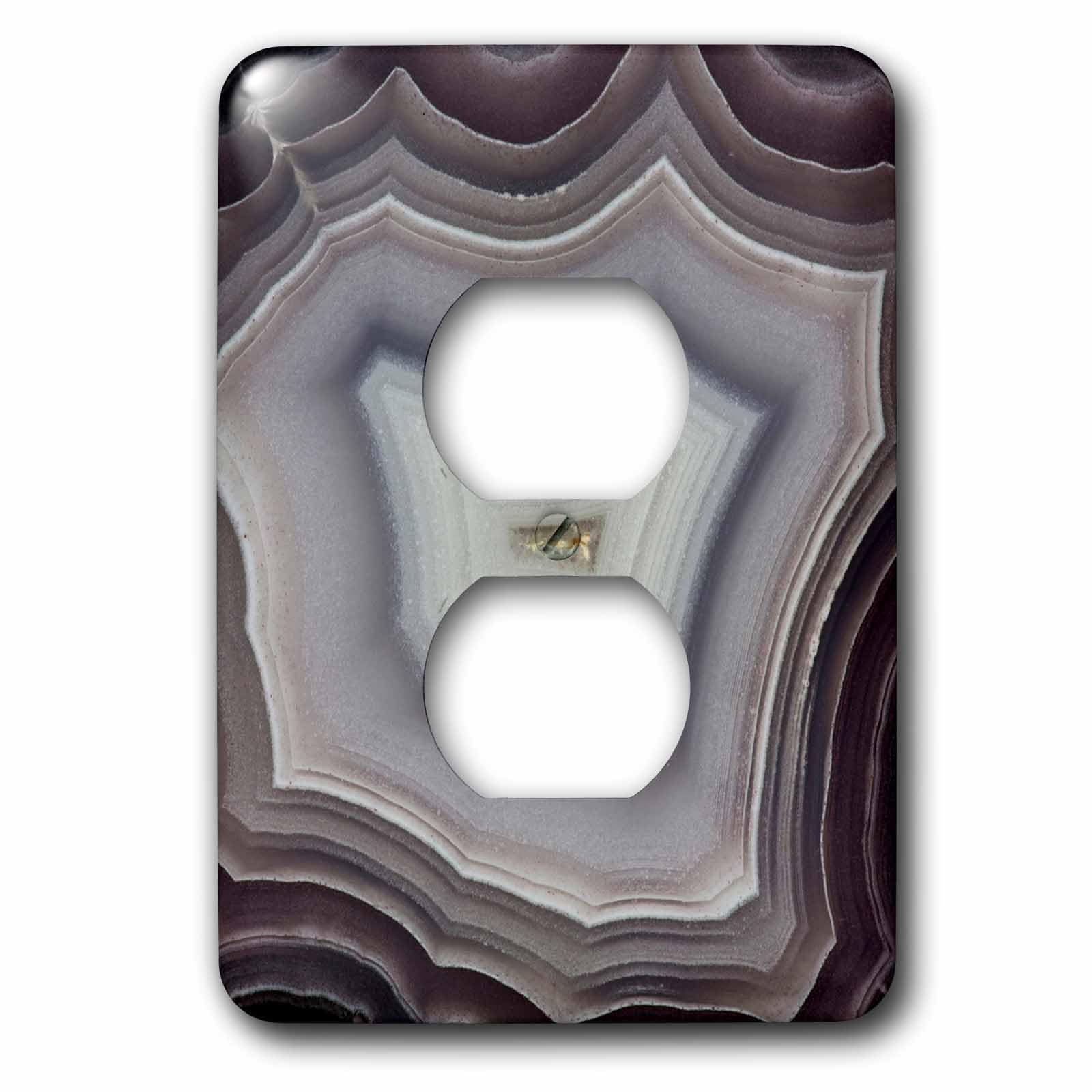 Cubierta de enchufe 3D Rose de ágata multicolor para dos tomas con detalle de cuarzo