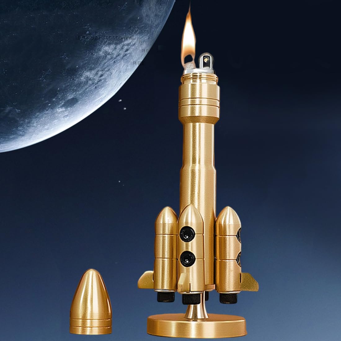 Vintage Trench Lighter, Kerosene Brass Lighter, Cool Rocket Design Lighter, Windproof Table Lighter for Men Dad Husband (Fuel Not Included)