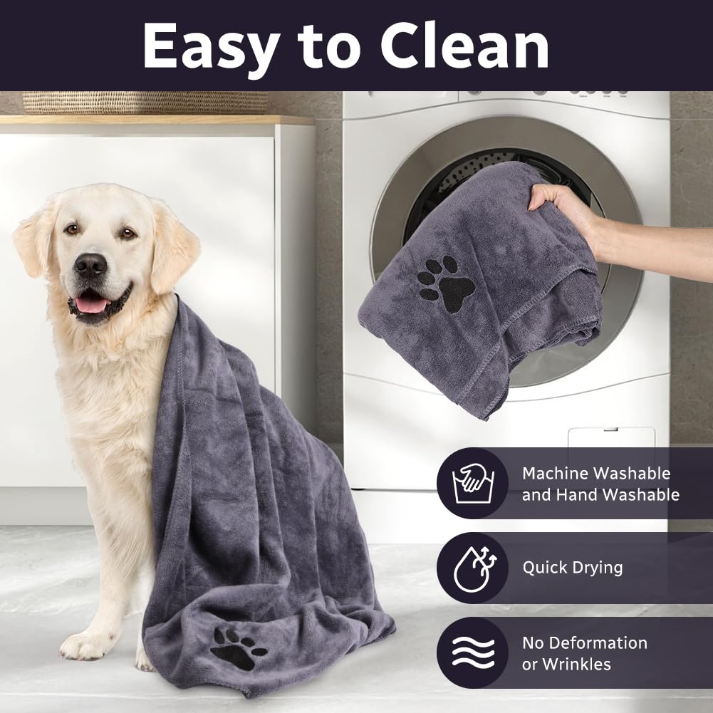 Lucky Paws® hondenhanddoek – Extra Large 140x70cm microvezel handdoek hond – absorberende handdoek hond - luxe zacht & sneldrogend hondenhanddoeken (1 stuk, Grijs/zilver Lucky Paws® hondenhanddoek – Extra Large 140x70cm microvezel handdoek hond – absorberende handdoek hond - luxe zacht & sneldrogend hondenhanddoeken (1 stuk, Grijs/zilver