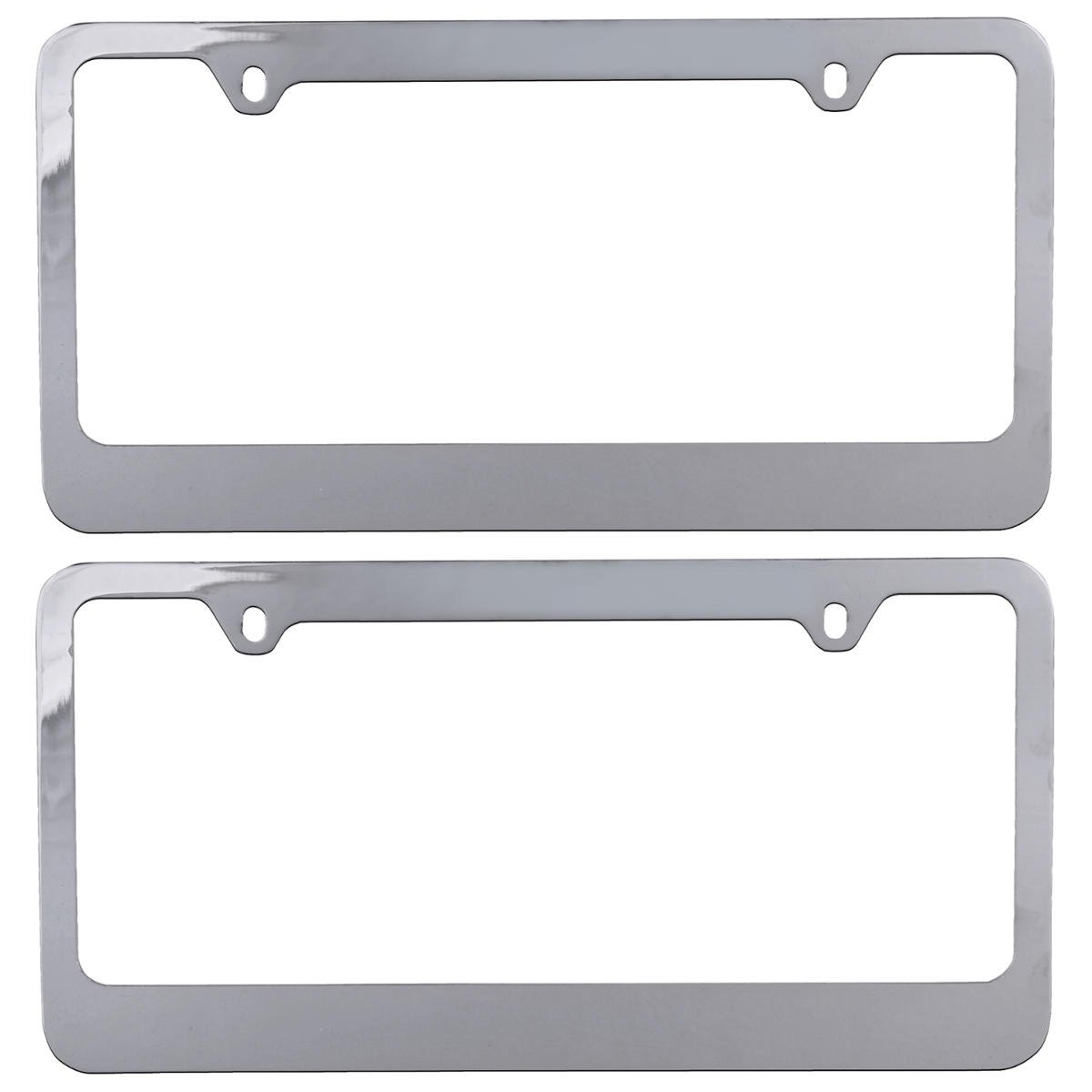 BDK Die-Cast Metal License Plate Frames – Chrome Plated & Rust-Free with Blank Design (2 Pieces)