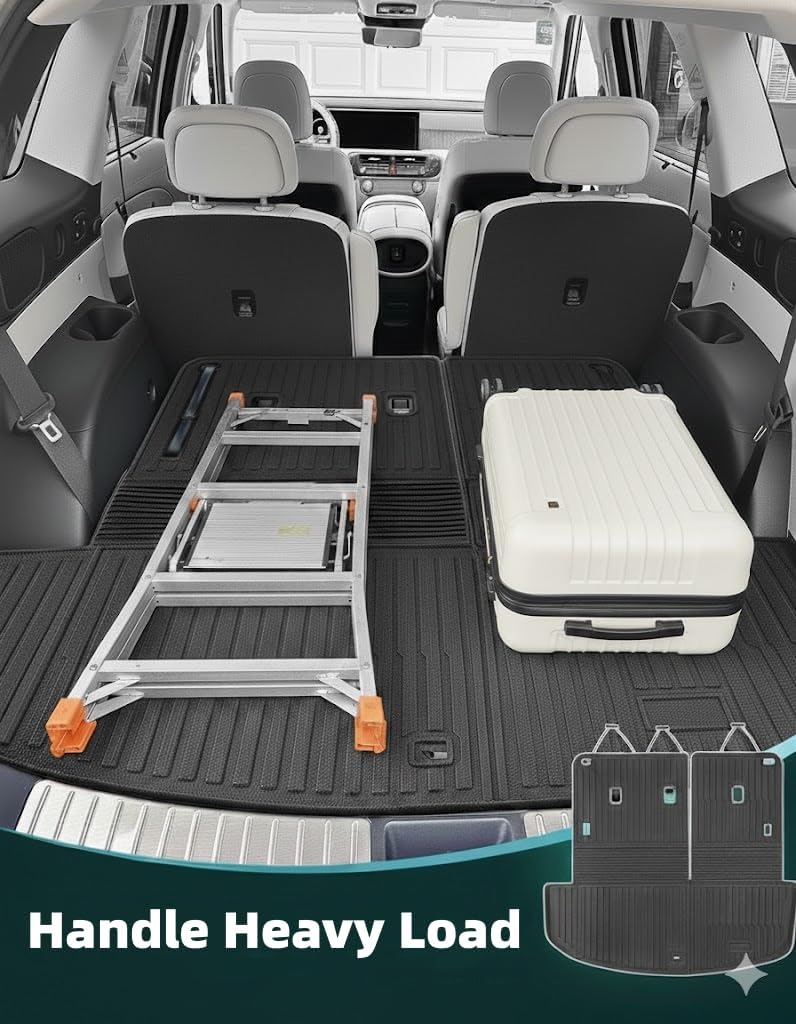 Floor Mats for Hyundai Palisade 2026 7/8 Seat (Gas Only), All Weather TPE Rubber Floor Mats Full Set with Cargo Liner & Backrest Liner, for Hyundai Palisade Accessories 2026, Black - Image 2