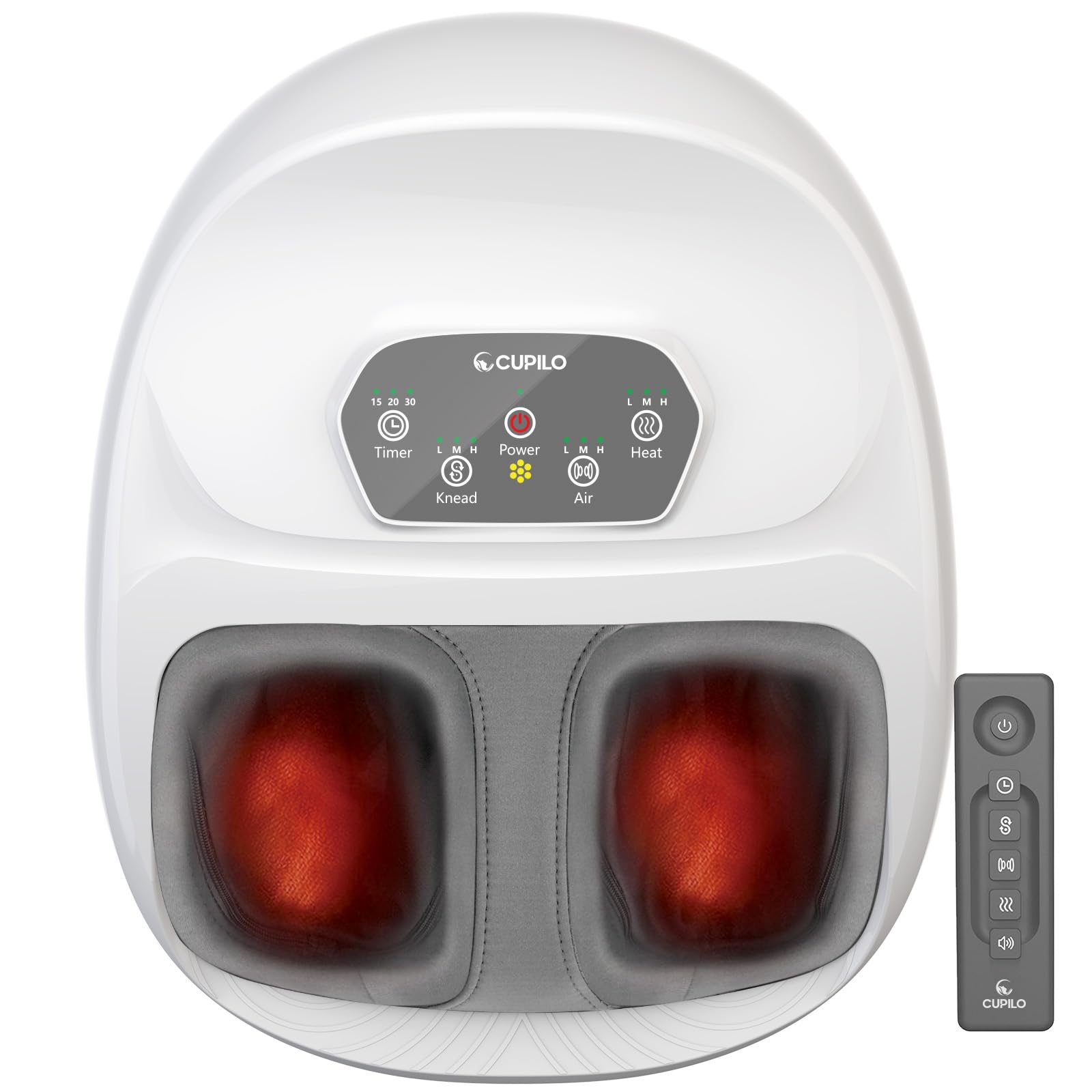 CuPiLo Foot Massager with Heat, FSA Eligible HSA Full Foot Massage, White