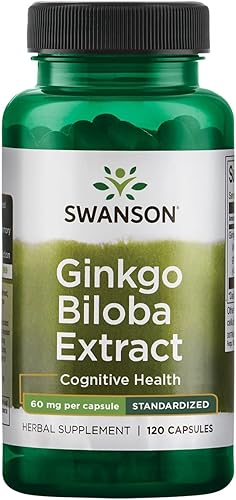 Swanson Ginkgo Biloba extracto 24% 60 miligramos 120 cápsulas