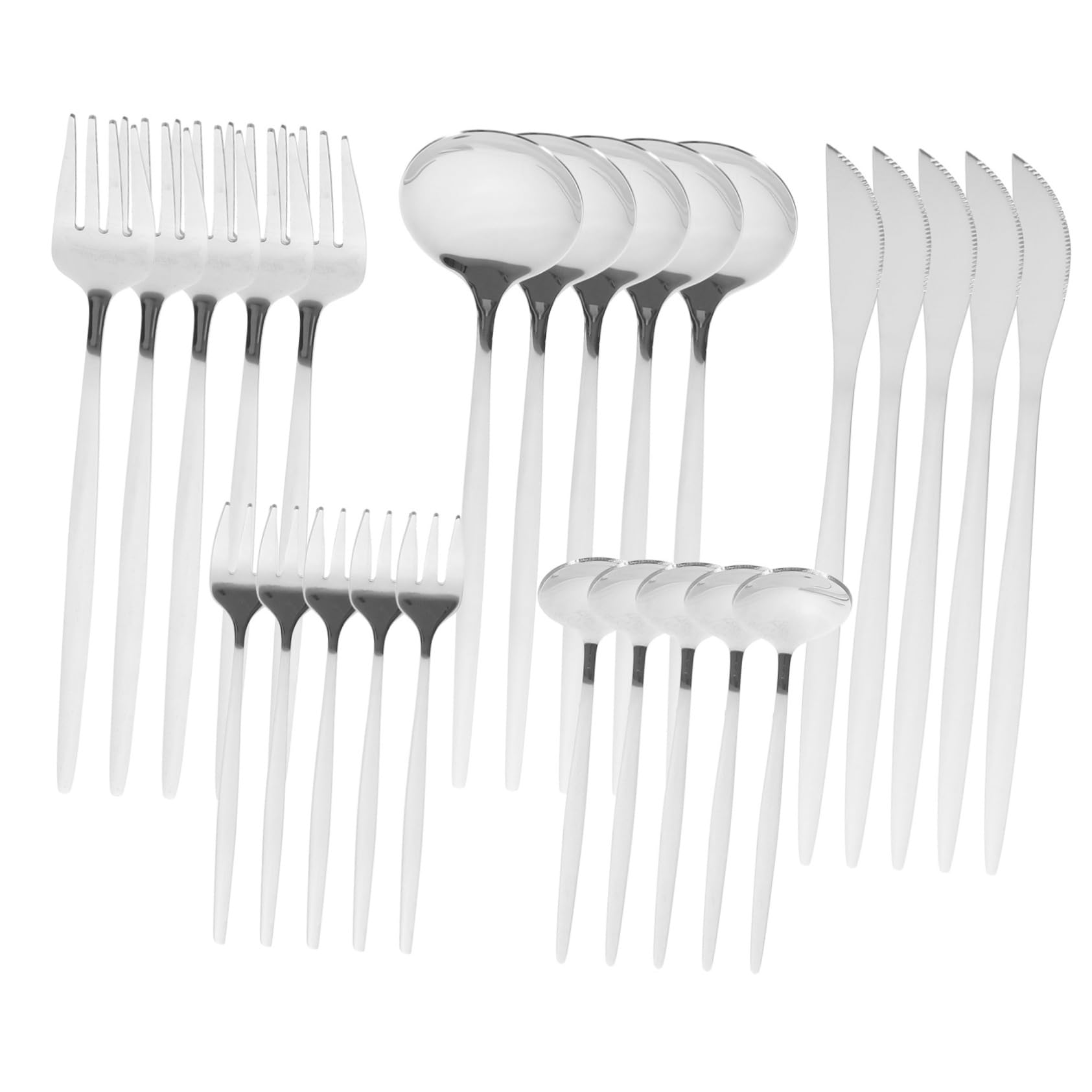 SOLUSTRE Complete 30 Pc Stainless Steel Set Fork Spoon Knife Dinner Utensils Silverware for Home Restaurant Hotel